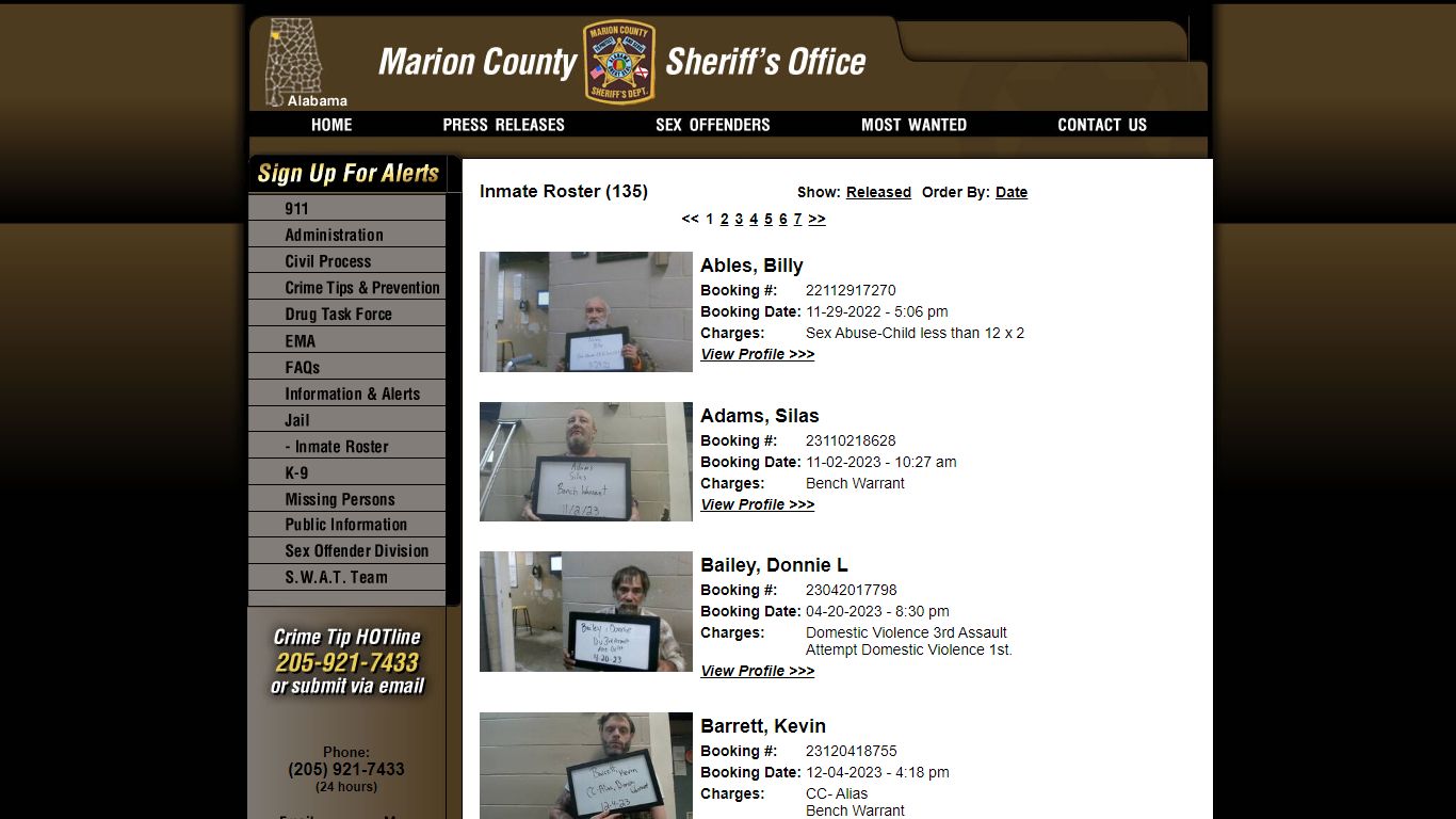 Inmate Roster - Current Inmates - Marion County Sheriff AL